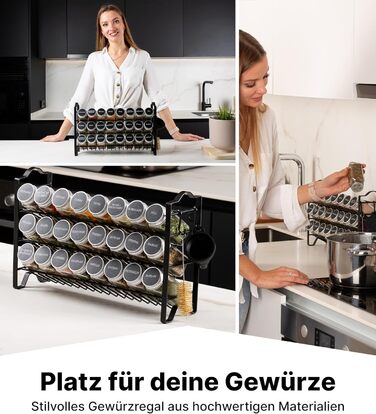 Підставка для спецій Deco haus, настінна та настінна З БАНКАМИ ДЛЯ СПЕЦІЙ ТА ЕТИКЕТКАМИ - Органайзер для спецій - Органайзер для підставок для спецій - Підставка для спецій - Підвісна система підставок для спецій - Зберігання спецій - Банки для спецій з п