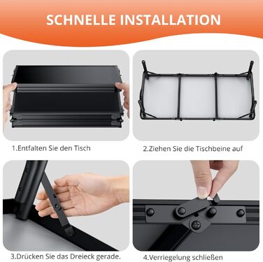 Складаний кемпінговий стіл FUNYKICH 3 фути 87x40x26 см, маленький складний стіл з сумкою для перенесення, портативний складний стіл з алюмінію, багатофункціональний стіл з панелі МДФ для пікніка, кемпінгу, пляжу, балкону, чорний