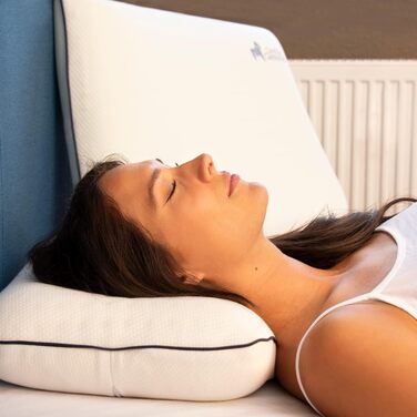 Маленька ортопедична дорожня подушка класу люкс, подушка для голови з піни з ефектом пам&39яті, подушка для підтримки шиї, подушка для сну на боці, ергономічна подушка для шиї, подушка проти хропіння (42x33x11 см) Біла 42 x 33 x 11 см