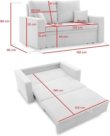 Диван Айкідо I 150x85 - з функцією сну - вибір кольорів - сучасний диван - з відділенням для зберігання речей - сучасна вельветова тканина - тканина POSO (POSO 022)