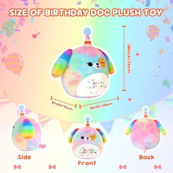 З днем народження м&39яка іграшка 10&39 райдужний песик м&39які іграшки мила плюшева подушка єдиноріг собака плюшева іграшка для дітей дівчинка хлопчик 25 см райдужний песик 25 см