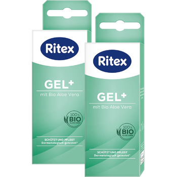 Лубрикант на водній основі Ritex Gel+, з органічним алое вера, 2 x 50 мл