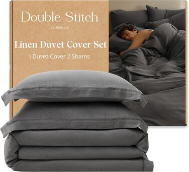 Комплект підковдри Double Stitch by Bedsure Linen Tencel Lyocell, м'який підодіяльник, двоспальний, стійкий, вологонепроникний, ох