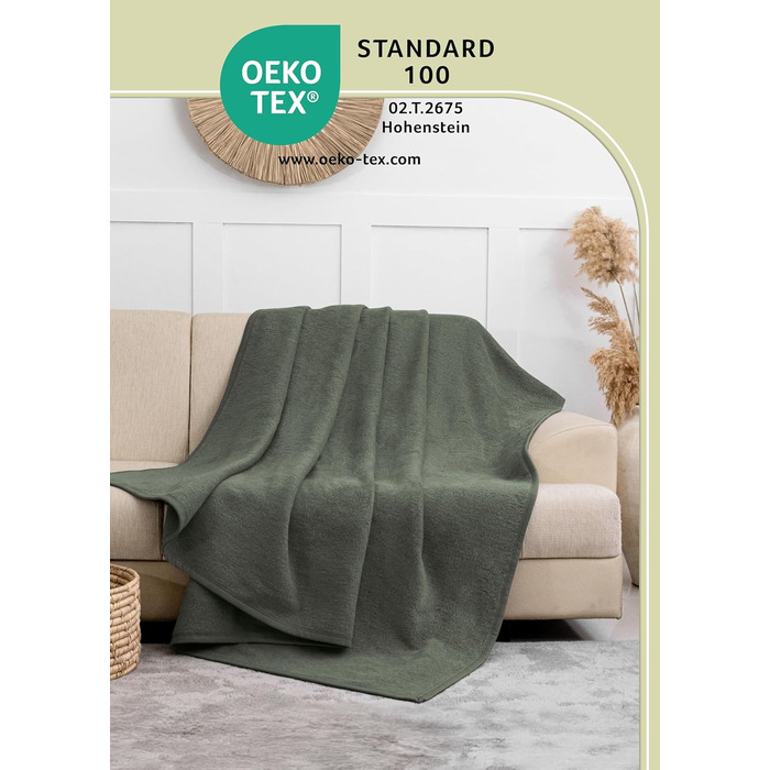 Преміум бавовняна ковдра 150x200 см - Oeko-TEX 100 - М&39яка ковдра з бавовняної суміші - Ковдра як плед, ковдра на диван та ковдра на дивані - Затишна та тепла бавовняна ковдра (темно-зелена) 150x200 см темно-зелена