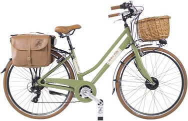 Велосипед Canellini E Bike Велосипед Dolce Vita by eletrik Велосипед з педалями EBIKE E-Bike Bici Citybike CTB Damen Vintage Retro Aluminium olivgrun 46