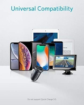 Автомобільний зарядний пристрій Anker 320 (24W II) Зарядний пристрій, міні-автомобільний зарядний пристрій, 4.8A Dual USB з синім