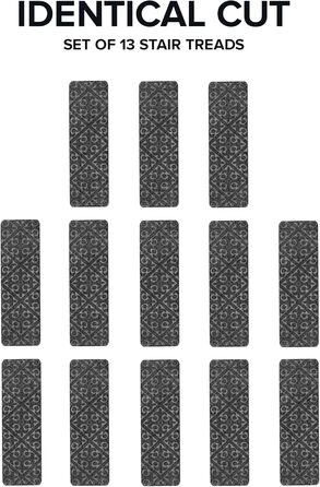 Килимові сходинки, нековзні, гумові, для використання всередині та зовні приміщень, нековзні, 20,3 x 76,2 см, сірі, 13 шт.