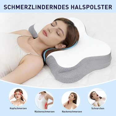 Подушка для шиї Fwoueot, подушка з піни з ефектом пам&39яті, підтримуюча подушка для шиї, подушка для сну на боці, спині та животі, біла