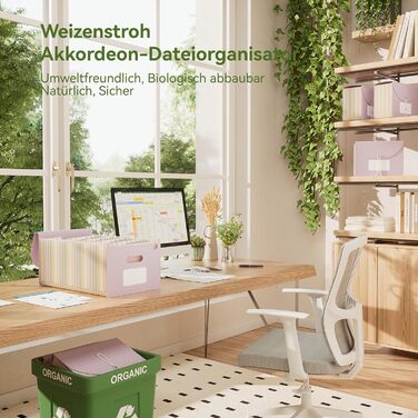 Папка для документів А4 з 26 відділеннями, пшенична солома, папка-гармошка, без BPA, повернення до природи, здоровий спосіб життя - лавандово-фіолетовий