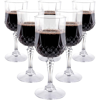 Набір келихів для вина alpina пластикові 6 шт. - Пластикові келихи для вина 200 мл - Келих для вина з кришталевим ефектом - Багато