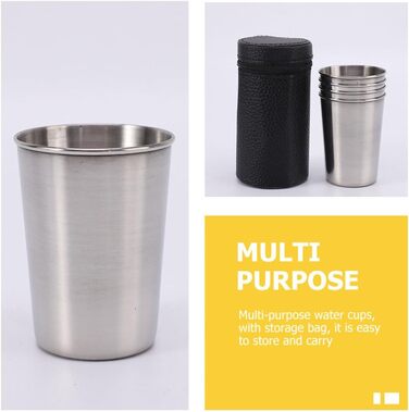 Набір портативних винних келихів Alasum з нержавіючої сталі 170 мл, 4 гладких чашки з кришкою, компактний, для кемпінгу та відпочинку на природі