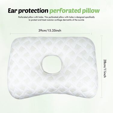Подушки для пірсингу вушних отворів, подушки для пірсингу з отворами, подушки для вушних отворів, подушки для пірсингу у формі пончика, міні-ортопедичні подушки для вух для сну, для сну на боці, знеболення від болю в вухах (білі)