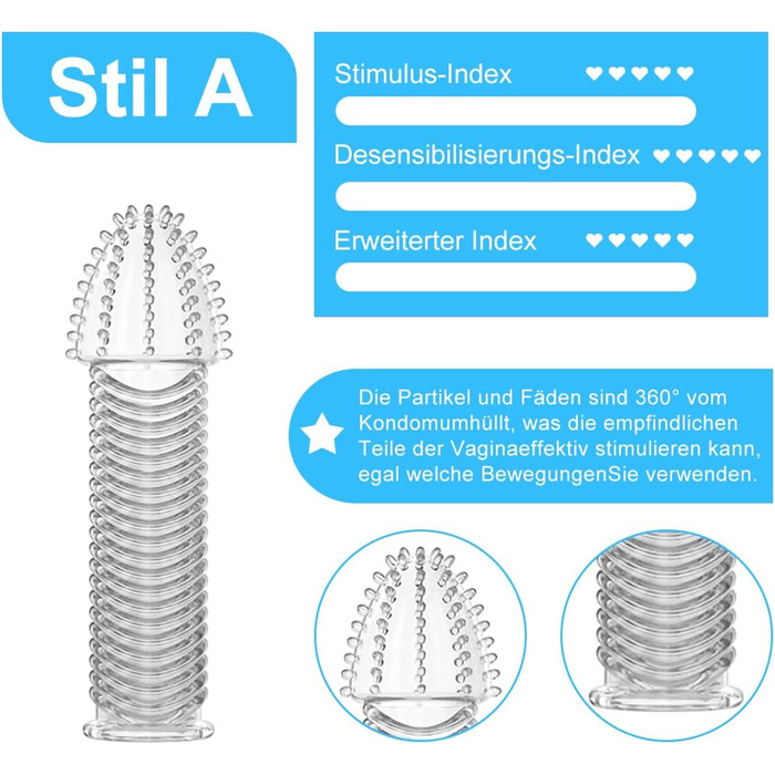 Набір з 4 силіконових насадок на пеніс QUEEN'S STORY