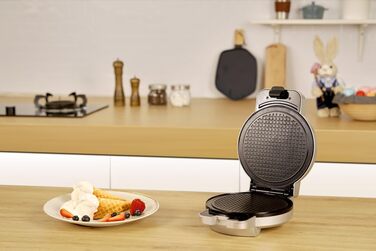 Торговий автомат SEVERIN Squirrel для хрустких вафельних ріжків, практична вафельниця для морозива з антипригарним покриттям, конусна праска з конусом для формування конусів, срібло, HA 2082