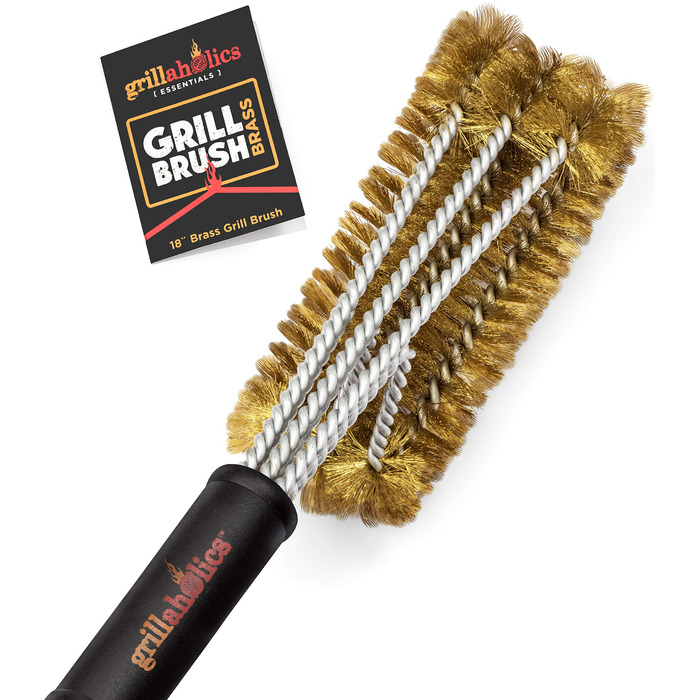 Щітка для гриля Grillaholics Essentials з латуні м'яка латуна для безпечного очищення порцелянових та керамічних решіток