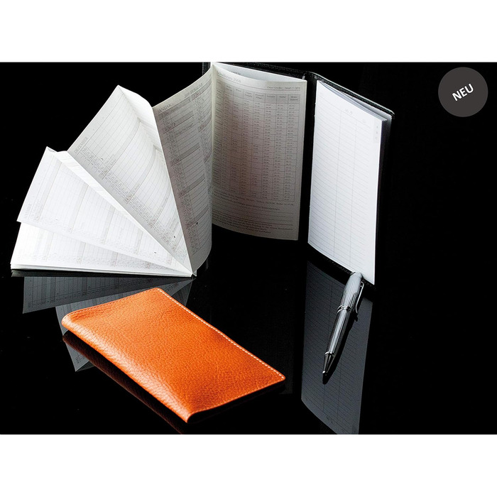 Персоналізований складаний календар 2024/2025 DIN A6 Soft Grain Leather Orange - Організатор Planner (1 місяць, 2 сторінки) Шкіряна обкладинка - Календар зустрічей Щомісячний огляд & Адресна книжка Small Orange Soft Grain