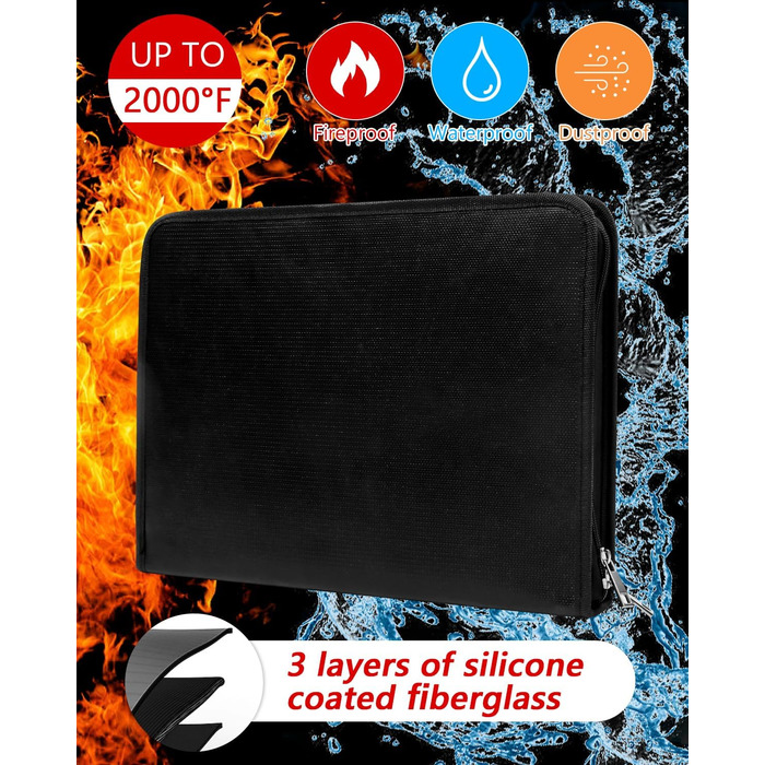 Папка для документів формату А4, вогнетривка коробка для документів, водонепроникна сумка для документів з 13 відділеннями та кількома кишенями для офісу, дому, школи, сумка на блискавці для документів та цінностей