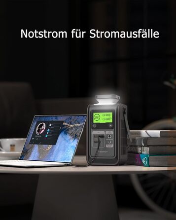 Портативна зарядна станція, портативний акумулятор LiFePO4 ємністю 192 Втгод, живлення постійного струму 180 Вт, зарядний пристрій 140 Вт, двостороння швидка зарядка USB-C, сонячний генератор для кемпінгу, подорожей та надзвичайних ситуацій (без адаптера 