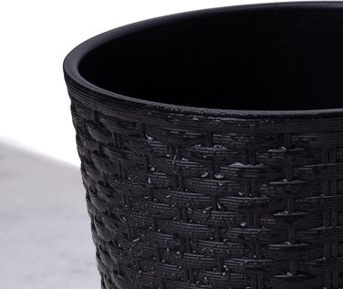 Кашпо HappyFlower MultiProject вкл. вставку круглий ротанговий вигляд 4 розміри 4 кольори кашпо (400, чорний) 400 антрацит