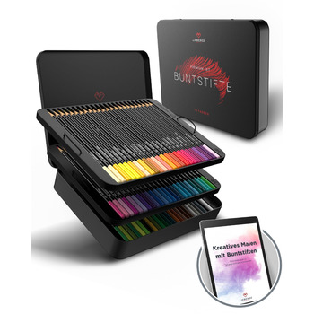 Набір кольорових олівців преміум-класу в металевій коробці 72 кольори Високопігментовані кольорові олівці Стійкі до розривів, плавне нанесення кольору Розмальовки для дорослих, дітей та художників (металева коробка)