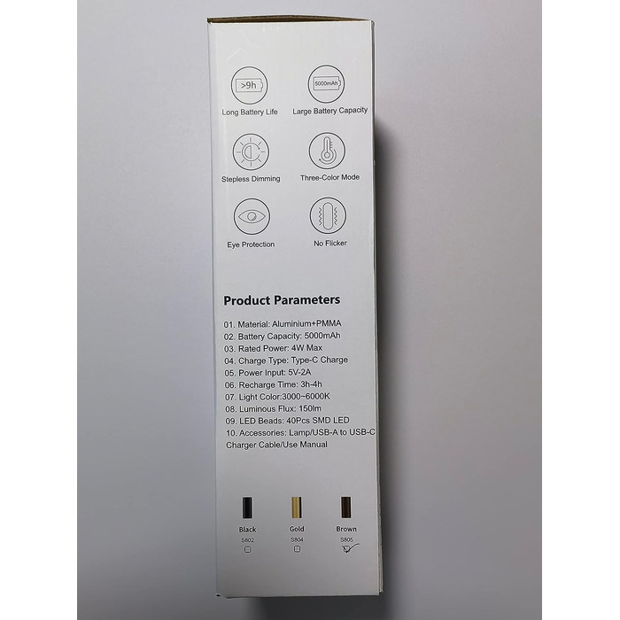 Світлодіодна настільна лампа Hapfish Акумуляторна батарея, 5000 мАг сенсорна настільна лампа з регулюванням яскравості, настільні