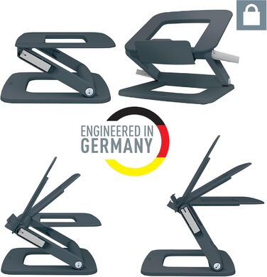 Регульована підставка для ноутбука, 13-15, з 6 комбінаціями кута та висоти, виготовлена з 80 переробленого пластику, компактна, 100 придатна до переробки, темно-сіра, 64240089