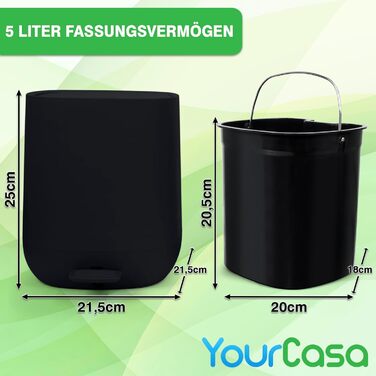 Відро для сміття у ванній кімнаті 5 л - Елегантний дизайн - Ванна кімната невелика - Косметичка - з кришкою та плавним закриттям -