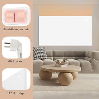 Інфрачервоний настінний обігрівач, 450 Вт - термостат, електричний інфрачервоний обігрівач, окремостоячий блок з пультом дистанційного керування, енергозберігаючий електричний обігрівач з електричним радіатором, настінний, додаток, WiFi, 450 ВтAPP