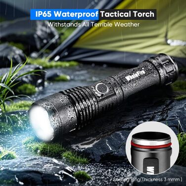 Світлодіодний ліхтарик WholeFire, акумуляторний USB, 2 шт., надзвичайно яскравий 90000 люмен XHP70.2, з можливістю масштабування, водонепроникний, потужний, 5 режимів, аварійне освітлення для використання на вулиці