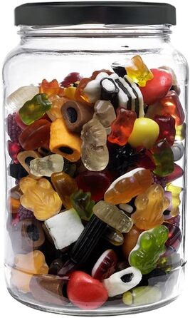 Набір з 2 банок для консервування, 1,7 літра, з кришкою, чорного кольору, включаючи етикетки