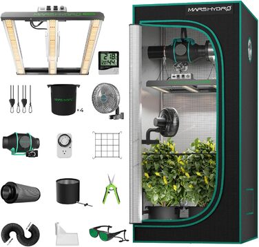 Повний набір Samsung 301H EVO Led Grow Lamp Light Full Spectrum Dimmable Plant Lamp with Hydroponics 1680D 80X80X160cm Grow Tent Indoor Grow Set with 4&39 Ventilation Set, 1500 Grow Tent