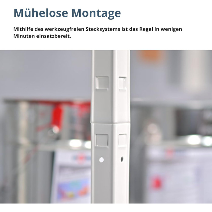 Система полиць SCHULTE з 2 x 4 полицями PowerMAX, вантажопідйомність 65 кг, 180x160x40 см (ВxШxГ), білий, полиця для зберігання, полиця для майстерні, полиця для підвалу, полиця для гаража, металева полиця