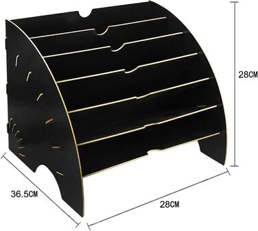 Лоток для листів A4 Дерев'яний лоток для сортування документів Лоток для зберігання документів з 6 відділеннями Кошик для зберігання журналів Система організації для офісу та школи Чорний