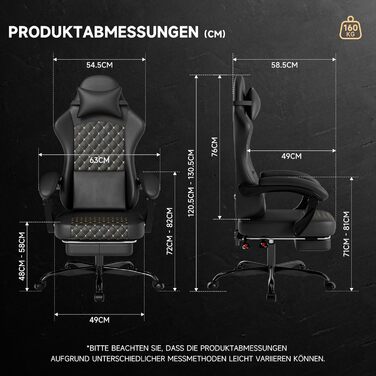 Ергономічне ігрове крісло з підставкою для ніг офісне крісло з високою спинкою та поперековою опорою (чорне)