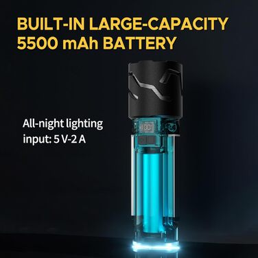 Телескопічний кемпінговий ліхтарик LIXADA, акумуляторний ліхтарик, світлодіодний багатофункціональний кемпінговий ліхтарик ємністю 5500 мАг, наметовий ліхтарик зі штативом, висувний складаний підвісний ліхтарик для походів, риболовлі, подорожей (чорний) 0