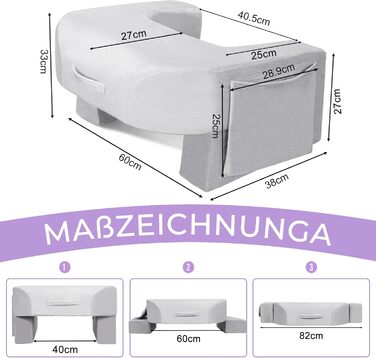 Подушка для читання на колінах Babenest 26D Sponge Play, регульована по висоті подушка для книг з боковими кишенями для зберігання, подушка для колінного столу для дорослих, місце на ліжку, підлозі, дивані (оксамит)