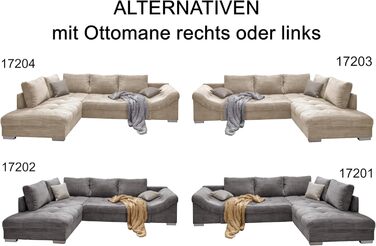 Гарний кутовий диван з вельвету з функцією сну, хвилеподібна пружинна підвіска, зручний L-подібний диван Ш298/Г202/В84 см, шезлонг зліва, диван з бежевою вельветовою тканиною, 2 декоративні подушки сірого кольору / 17204