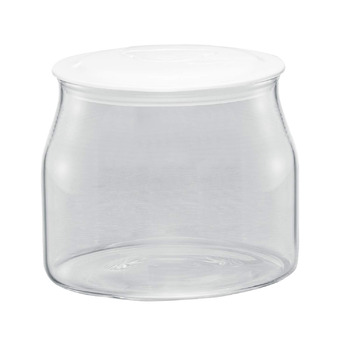 Змінна скляна банка Rommelsbacher JG 1 для йогуртниць та сирників JG 80 - 1,2 літра, з кришкою, прозора/біла, (1 упаковка)