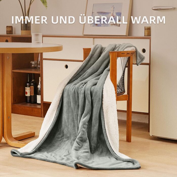 Ковдра з підігрівом 130x180 см - Ковдра з підігрівом та автоматичним вимкненням, регульованим 10-годинним таймером, 6 режимами нагрівання - Можна прати в пральній машині, захист від перегріву (сірий) Сірий 130x180 см, 39S HOME
