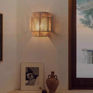 Настінний світильник LOGT плетений з ротанга, коричневий, E27