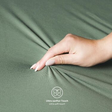 Простирадло на резинці 180x200 см Зелене до 200x200 см - Розкішне простирадло на резинці з бавовняного трикотажу, сертифіковане Oeko-Tex - для матраців до 30 см та ліжок з пружинним блоком - Простирадло для ліжка розміру King 180 x 200 см - 210 x 220 см З