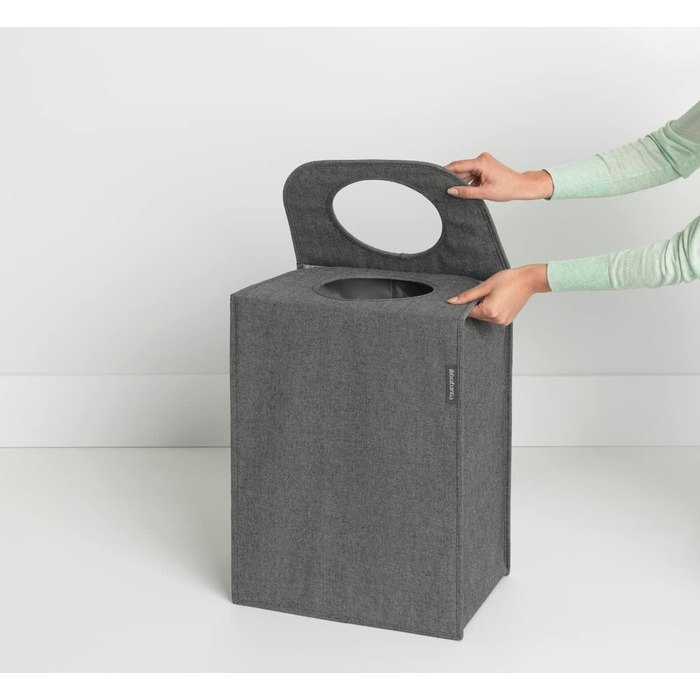 Мішок для білизни - Швидке відкриття - Міцний текстильний мішок - Економія місця - Кришка складається, утворюючи ручки - Легке спорожнення - Pepper Black - 55 L - 29,5 x 54,0 x 50,5 см