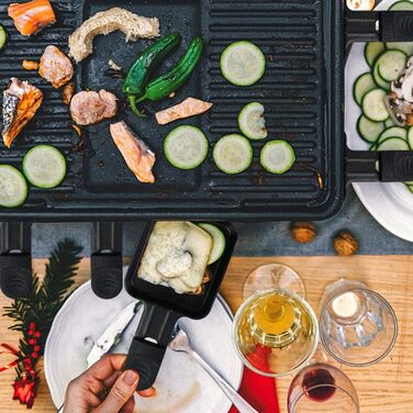 Сковороди для раклету HengBO для аксесуарів для гриля для раклету, сковороди для раклету з антипригарним покриттям, 4 шт. и 4 квадратних сковороди для раклету