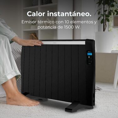 Електричний обігрівач Cecotec ReadyWarm 2100 Thermal Black, 10 секцій, 1500 Вт, з пультом ДК, LCD-дисплеєм, таймером та регулюванням температури, площа обігріву до 20 м