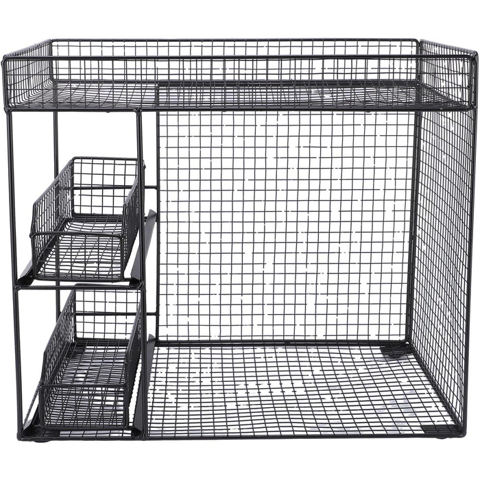 Мобільний візок для зберігання Aramox на 3 рівні з висувними шухлядами, міцний металевий кухонний візок на колесах для організації офісу, вітальні, гаража (чорний)