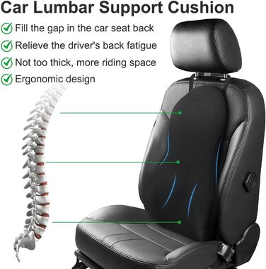 Подушка для спинки Ainiv для офісних крісел, поперекова опорна подушка для спини в автомобілі, вдома, в офісі, поперекова подушка для робочих крісел, автомобільна спинка, накладка на спинку з піни з ефектом пам&39яті, чохол, який можна прати, чорна спинка