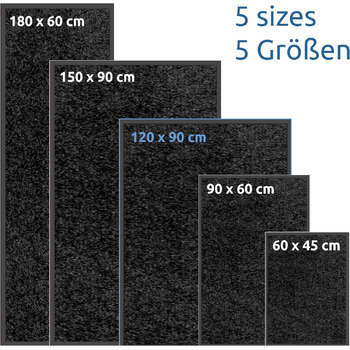 Килимок для бруду GEAR сірого кольору 5 розмірів для використання всередині та зовні приміщень, протиковзкий килимок для дверей, килимок для очищення, що миється, нековзний, гумовий край, 150x90, 120x90, 180x60, 90x60, 60x45 см, килимок для дверей 120 x 9