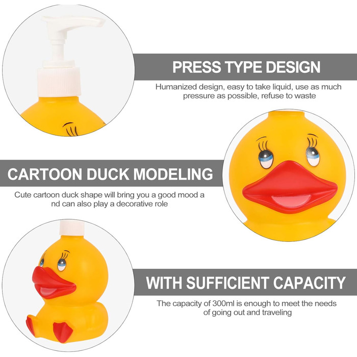 Мультфільм лосьйон насос пляшка порожня качка емульсія насос пляшка тварин шампунь гель для душу дозатор контейнер для дитини (жов