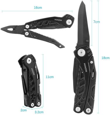 Набір плоскогубців HONZIN Multi Tool, складні плоскогубці 13 в 1 з нержавіючої сталі з нейлоновим чохлом Ідеальний кишеньковий інс