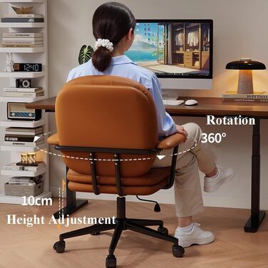 Крісло-туалетний столик з м&39якими підлокітниками, регульовані по висоті обертові крісла зі шкіри, регульоване крісло керівника, сучасне офісне крісло для спальні та домашнього офісу (B, Стиль 2) B Стиль 2